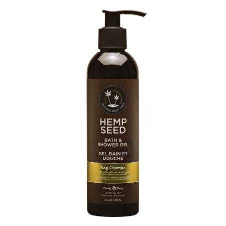 Earthly Body Hemp Seed Bath & Shower Gel Nag Champa Scent - 8 fl. oz. - Nourishes Dry and Sensitive Skin - Non-Greasy Nutrient-Rich - Vegan Cruelty Free