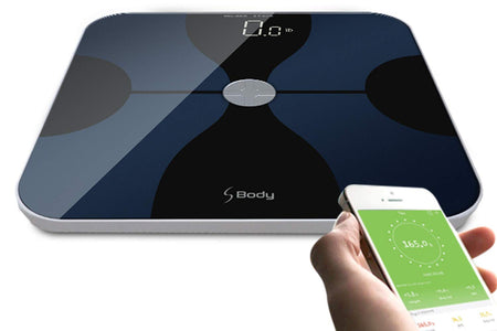 VisionTechShop S Body Bluetooth Body Fat Scale Smart Digital Scale with Large Hidden LED Display Body Composition Monitor Free APP Works with iOS and Android for Measuring for Weight