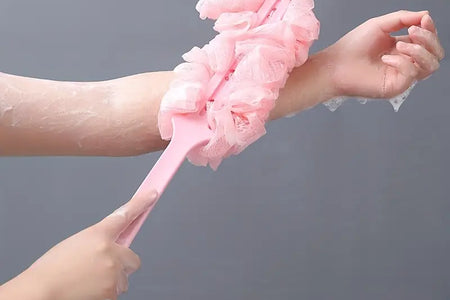 Long Handle Bath Brush and Loofah for Shower Use