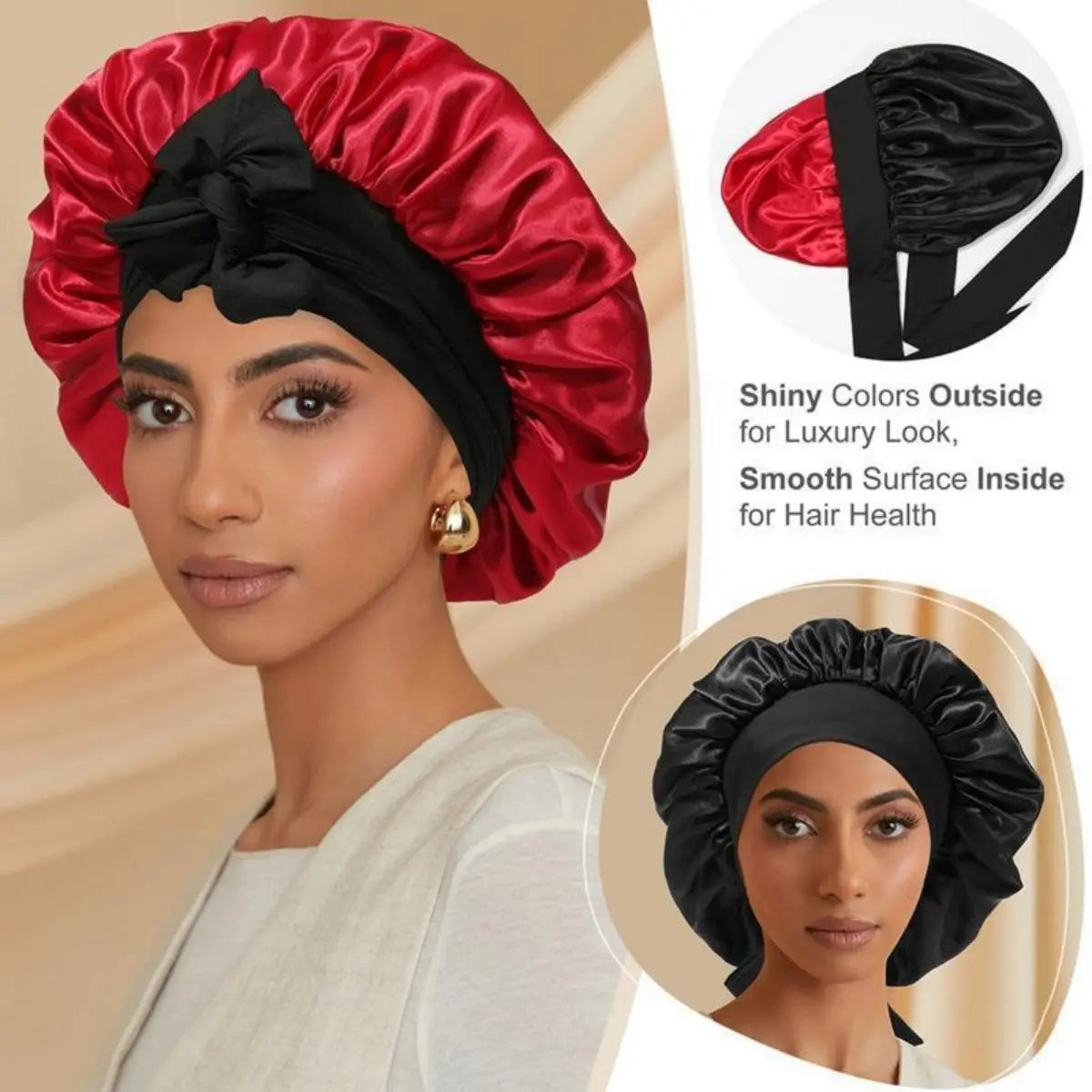 Silk-Like Satin Double-Layer Hair Cap