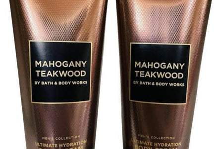 Bath and Body Mahogany Teakwood Cream Ultimate Hydration Mens Collection 8 Oz 2 Pack