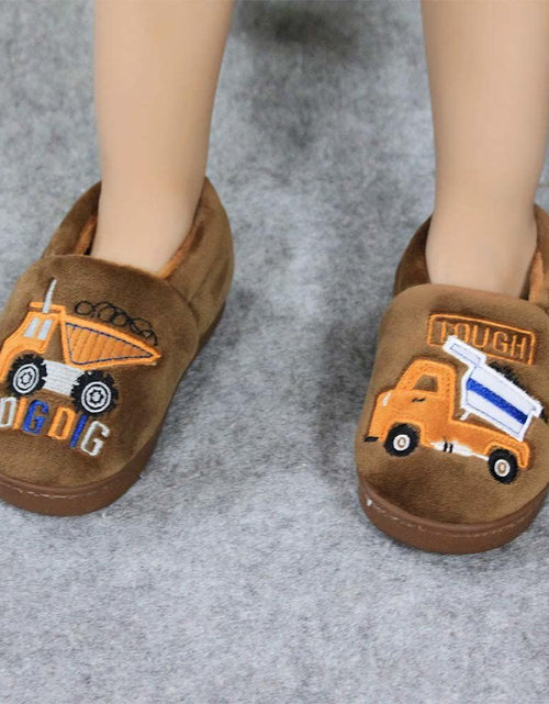 Load image into Gallery viewer, Girls Cute Slippers with Memory Foam Kids Plush Warm Winter House Shoes

