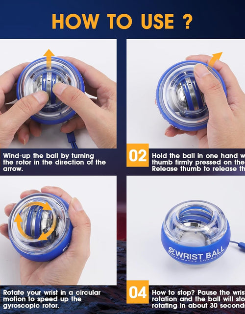 Load image into Gallery viewer, Wrist Trainer Ball Auto-Start Wrist Strengthener Gyroscopic Forearm Exerciser Gyro Ball for Strengthen Arms, Fingers, Wrist Bones and Muscles
