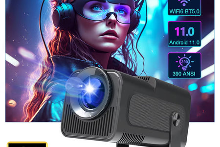 4K Native 1080P Android 11 Projector 390ANSI HY320 Dual Wifi6 BT5.0 Cinema Outdoor Portable Projetor Upgrated HY300