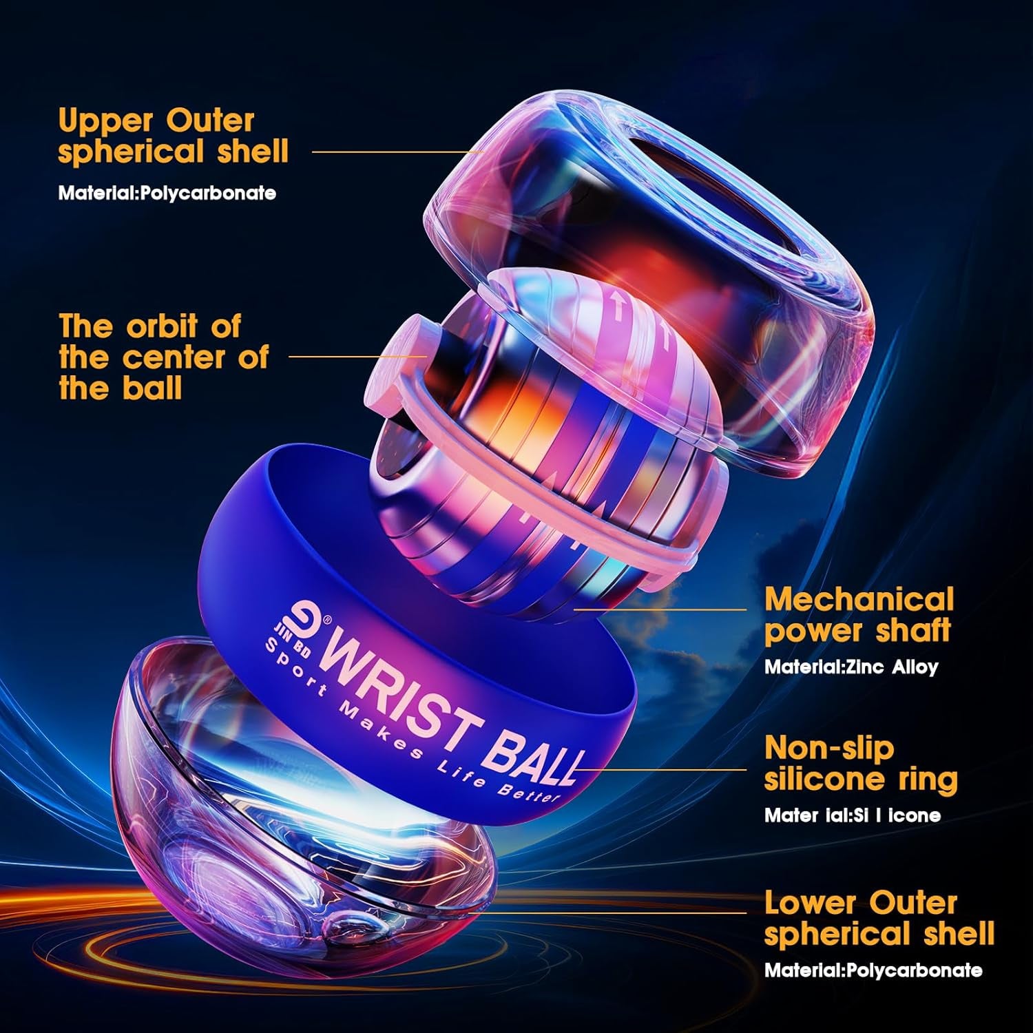 Wrist Trainer Ball Auto-Start Wrist Strengthener Gyroscopic Forearm Exerciser Gyro Ball for Strengthen Arms, Fingers, Wrist Bones and Muscles