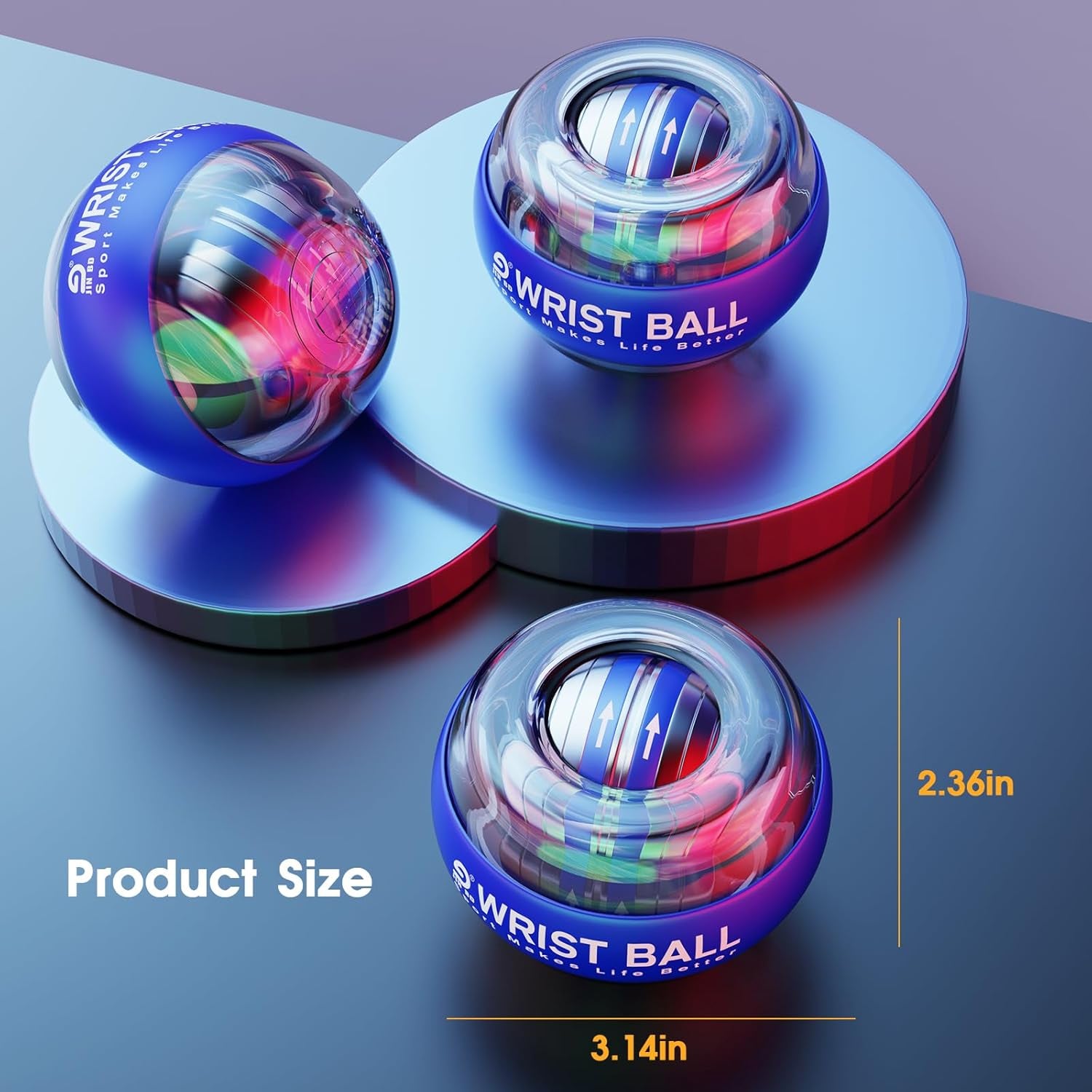 Wrist Trainer Ball Auto-Start Wrist Strengthener Gyroscopic Forearm Exerciser Gyro Ball for Strengthen Arms, Fingers, Wrist Bones and Muscles