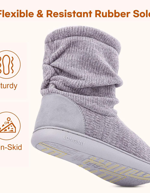 Load image into Gallery viewer, Women'S Chenille Knit Bootie Slippers Cute Plush Fleece Memory Foam House Shoes
