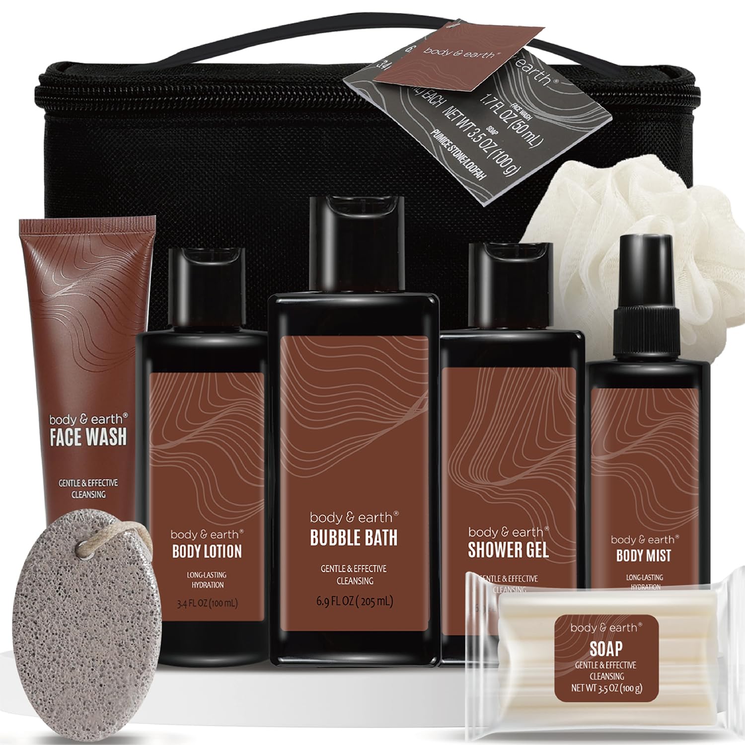 Bath and Body Gift Baskets for Men Body & Earth Sandalwood Mens Bath Set with Body Lotion Face Wash Shower Gel Bubble Bath Loofah & More Gift Set for Menregalos para hombreChristmas Gifts
