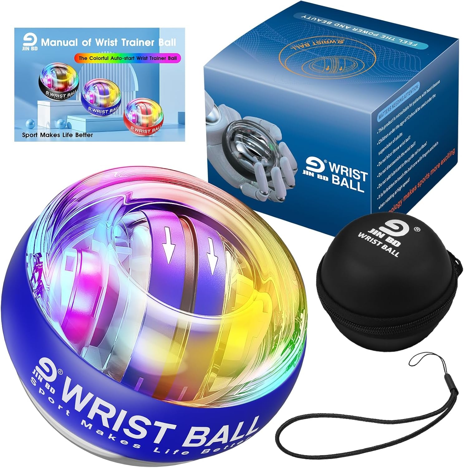 Wrist Trainer Ball Auto-Start Wrist Strengthener Gyroscopic Forearm Exerciser Gyro Ball for Strengthen Arms, Fingers, Wrist Bones and Muscles