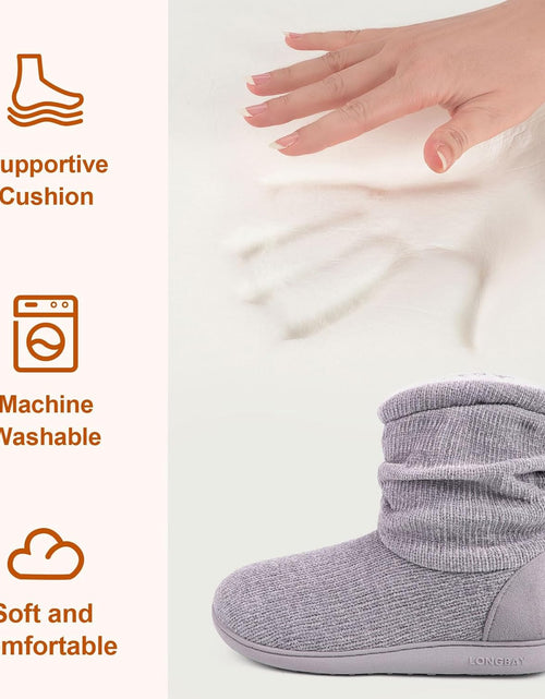 Load image into Gallery viewer, Women'S Chenille Knit Bootie Slippers Cute Plush Fleece Memory Foam House Shoes
