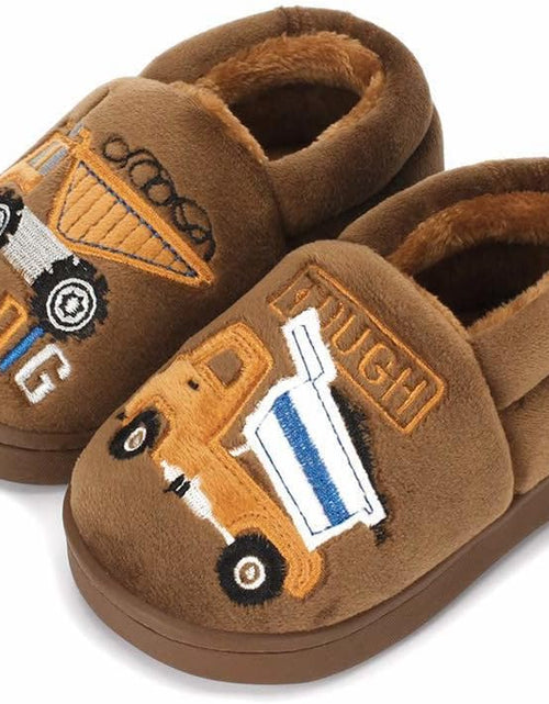 Load image into Gallery viewer, Girls Cute Slippers with Memory Foam Kids Plush Warm Winter House Shoes
