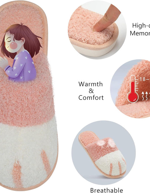 Load image into Gallery viewer, Cute Animal Slippers for Women Indoor Outdoor Memory Foam House Slippers Soft Warm Cozy Fuzzy Bedroom Non-Slip Shoes Christmas Gift Ladies Slippers

