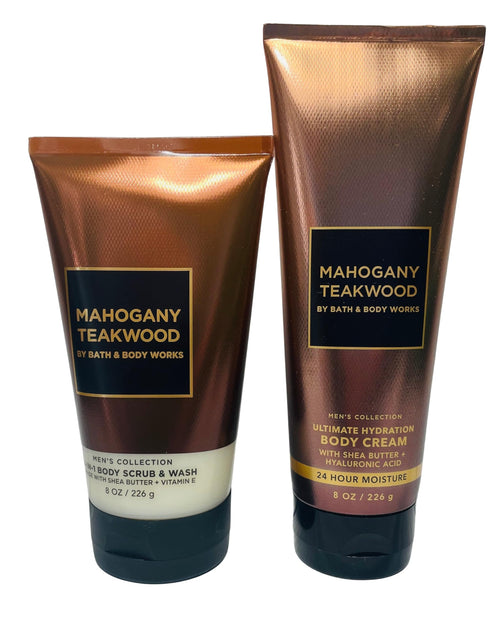 Load image into Gallery viewer, Bath and Body Works Mens Mahogany Teakwood Ultimate Hydration Body Cream and Body Scrub
