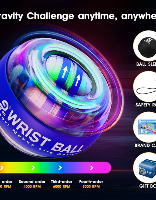 Load image into Gallery viewer, Wrist Trainer Ball Auto-Start Wrist Strengthener Gyroscopic Forearm Exerciser Gyro Ball for Strengthen Arms, Fingers, Wrist Bones and Muscles
